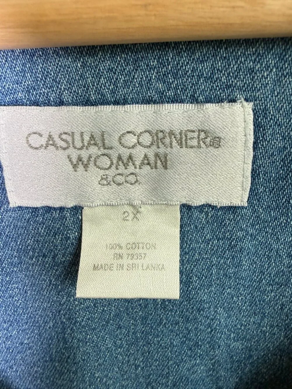 Casual Corner Woman Denim Jumper Dress Quilted Bodice Plus Sz 2X